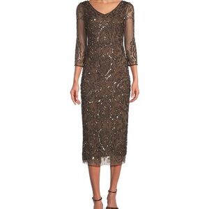 Pisarro Nights Long Sleeve Sequined Dress